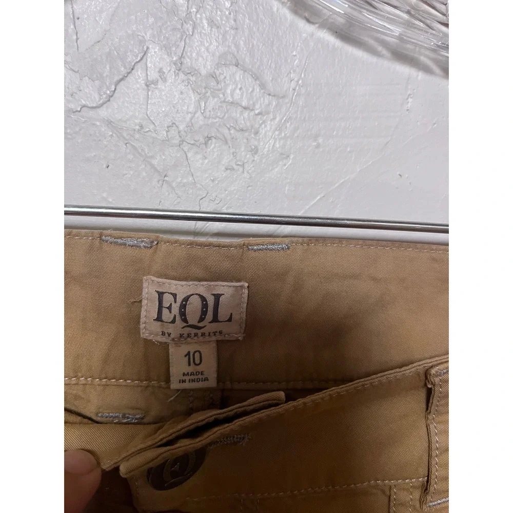 EQL by Kerrits Womens Tan‎ Khaki Floral Embroidered Jogger Utility Pants Size 10
